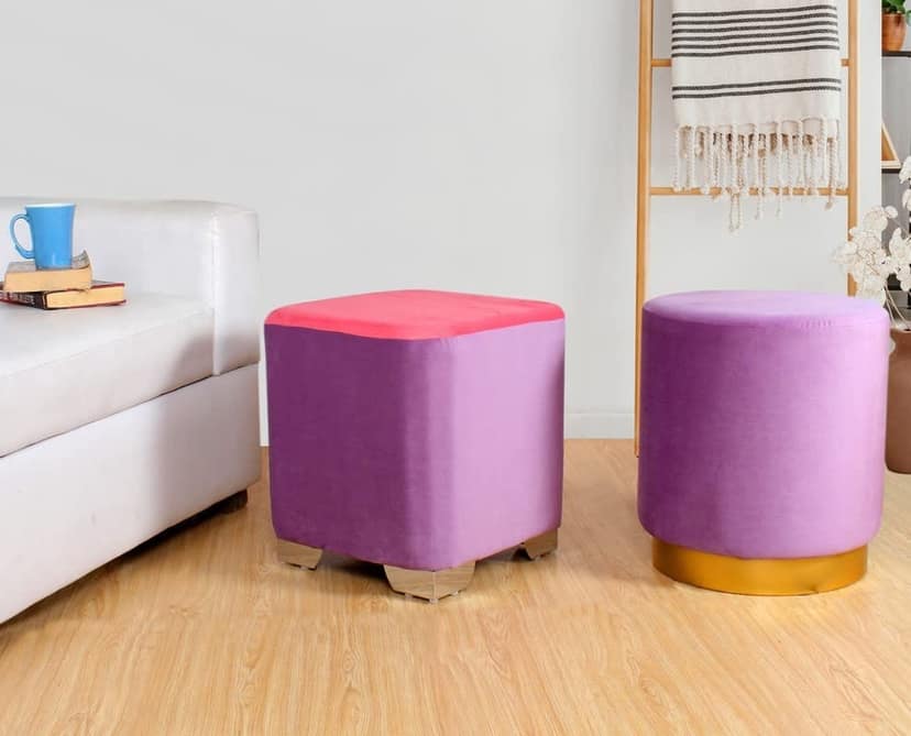 ShadowKart Ottoman Pouffes Sitting Stool for Living Room Furniture Wooden Footstools Puff Mudda Footrest Pouff for Office Home Decor, Combo