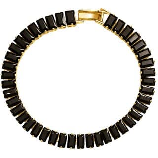 KIMTI 18k Gold Plated Women Bracelet (Black Tennis Style Bracelet, 1)