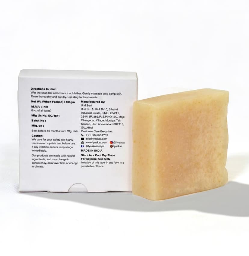 Fynakaa Oatmilk Soap | Handmade Cold Processed Soap for Moiturising & Dry Skin, Perfect for Winter | Natural, Organic & Paraben-Free | Oatmilk for Dry Skin and Winter | For Men & Women, All Skin Types (100gms Pack Of 1) view 7