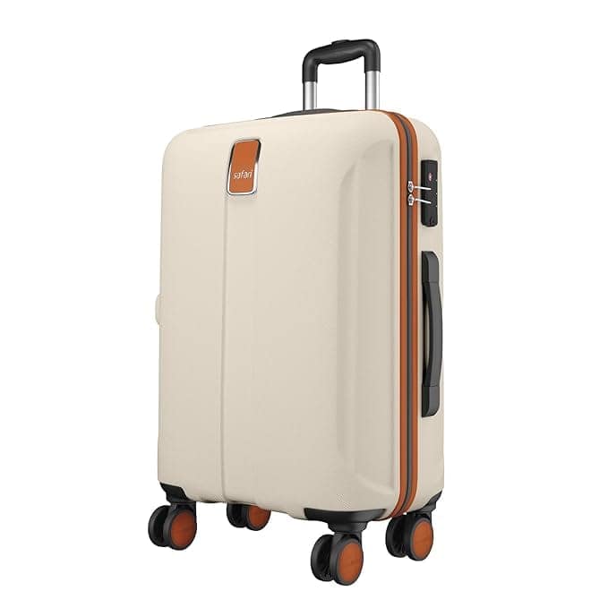 Safari Beige Hard-Sided Cabin Luggage with Brown Trim