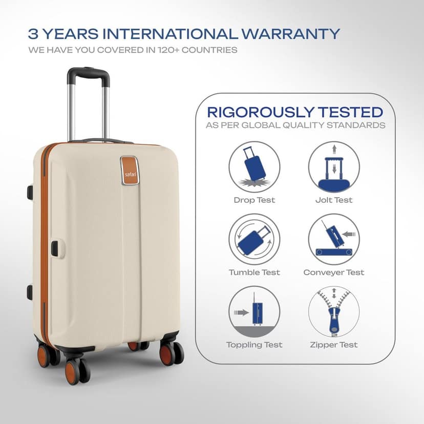 Safari Beige Hard-Sided Cabin Luggage with Brown Trim view 2