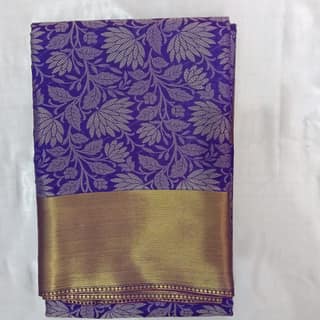 Bridal Tissue Cotton Saree with Blouse Violet