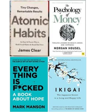 Atomic Habits + Psychology of Money + Everything + Ikigai