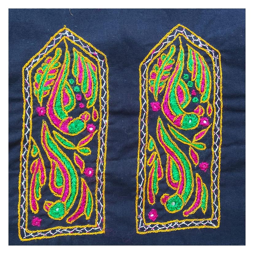 Garvi Gurjari (A Gujarat Govt Enterprise) Cotton Multicolor Hand Embroidered Patch with Mirror Work (Per Piece )- GGCMEP33 view 2