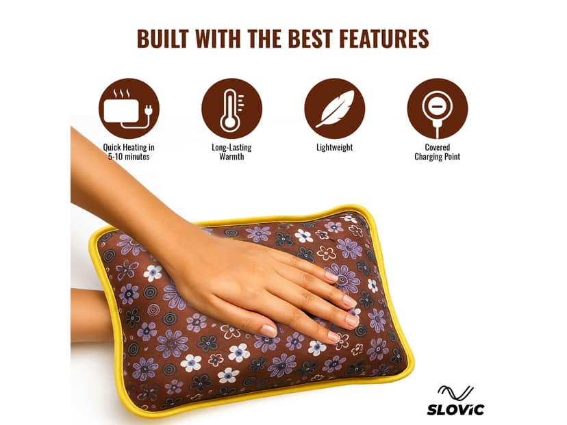 Slovic Hot Water Electric Bag - Brown Floral view 3