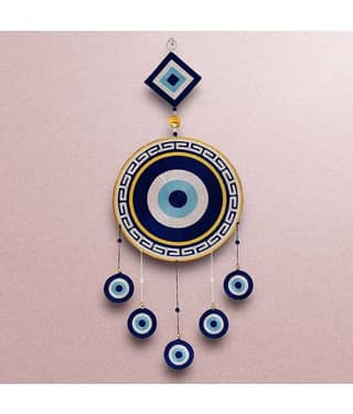 TORNORY Fabric Evil eye Hanging Wall Sculpture Blue - Pack of 1