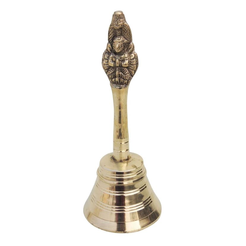 Brass Pooja Hand Bell, Garun Ghanti, Height : 7.6 Inch (FMAS676 H) view 2