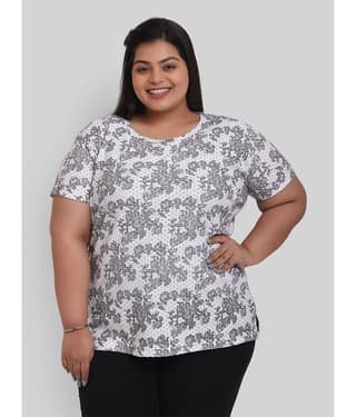 Neo Garments Women Cotton Printed Regular Fit Round Neck T-Shirt ( White )