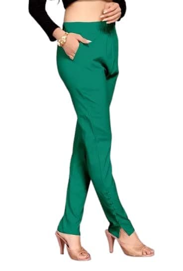 Cron Women's Straight Fit Ankle Length, Slim fit Cigarette Pants with an Elasticated Waist Band (28, Aqua Green) view 3