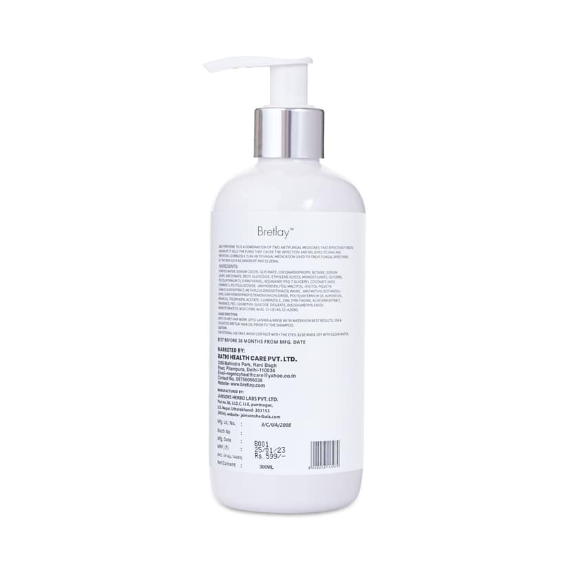 Bretlay Zpto & Climbazole Shampoo, Controls Dandruff & Provides Deep Conditioning, Suitable for All Hair types, For both Men & Women (300ml) view 5