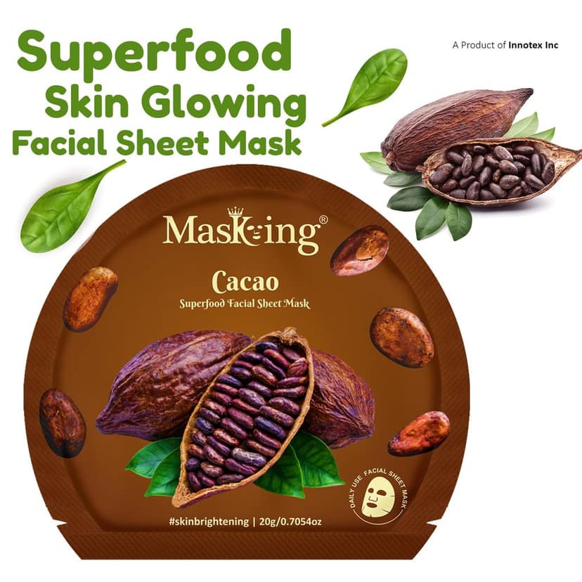 Superfood Cacao facial sheet mask for glowing Skin and Hydrating, Pack of 3 view 2