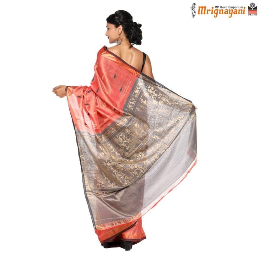 HANDLOOM KOSA SILK SAREE WITH BLOUSE (SKU - 1ST107010222, SAREE- 1292) view 4