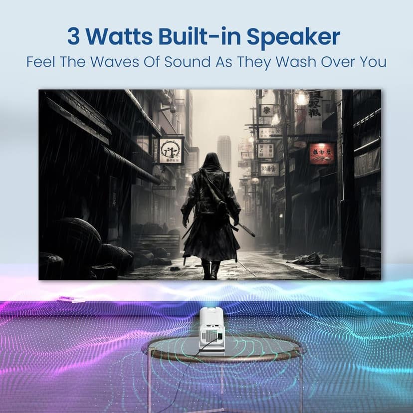Portronics Beem 470 Mini Smart LED Projector,720p HD,2000 Lumens,Pre-Installed Streaming Apps(Netflix, Prime Video, Hotstar),Auto Keystone,3W Speaker,Adjustable Angle, Wireless Screen Mirroring view 3