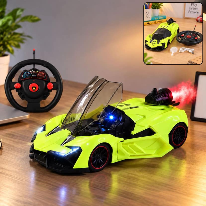 Remote Control Racing Car Toy with Water Spray Effect and LED Lights (1 Pc Set) view 3