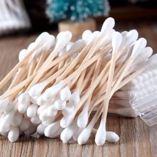 Eco-Friendly Bamboo Cotton Swabs with Wooden Handles (Pack of 20)