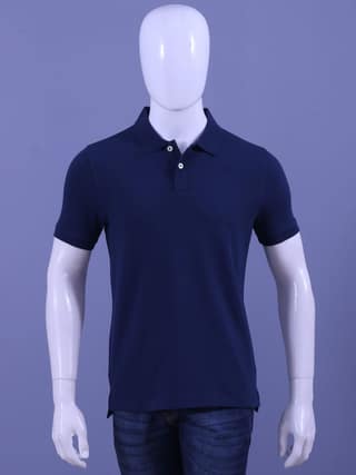 Men's Navy Enzyme Solid Polo T-Shirt
