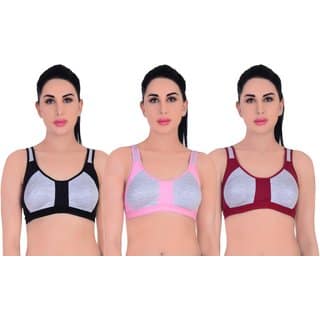 Empisto Branded Women's Black, BabyPink and Maroon Colour Yoga Bra (Pack of 3)