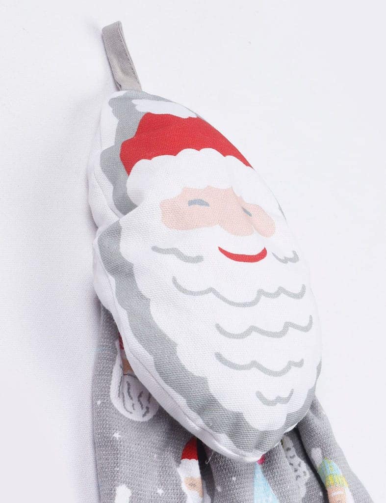 AIRWILL, 100% Cotton Designer Printed with One Side Terry Weaved Woven Wash Basin Towels, Hanging Typed - Design, Santa Claus with Snow Star Theme - Pack of 2 pcs view 3