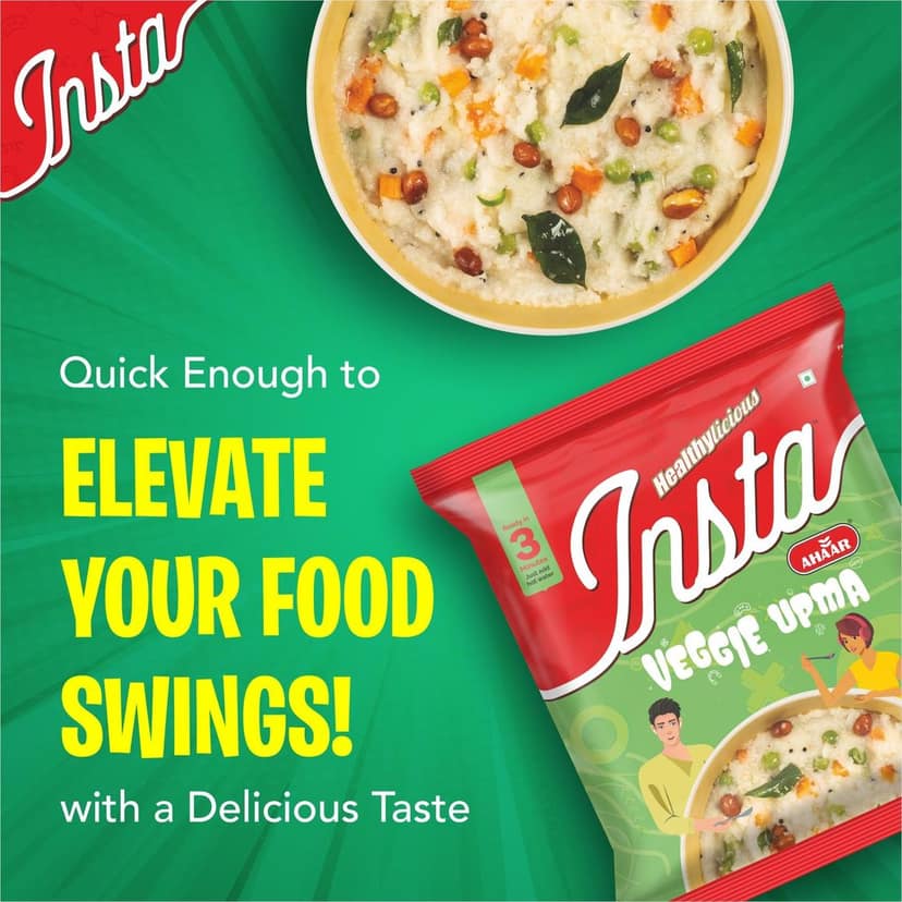 Insta Ahaar Veggie Upma - 60g | Ready-to-Eat | Instant Snack view 2