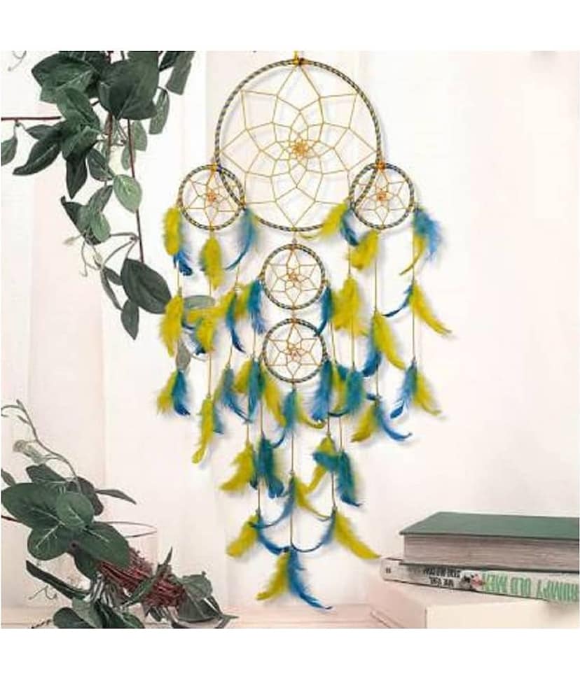 Lucky Traders Feather Yellow Dream Catcher - Pack of 1 ( X cms ) view 2