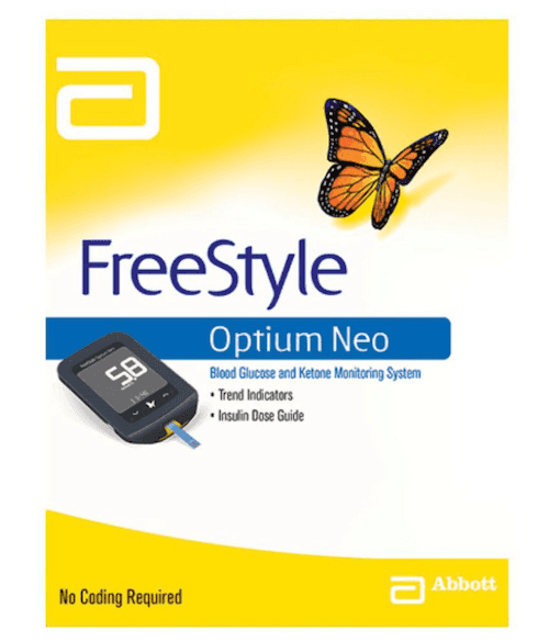 Freestyle Optium Neo Blood Glucose and Ketone Monitoring System with Trend Indicators and Insulin Dose Guide