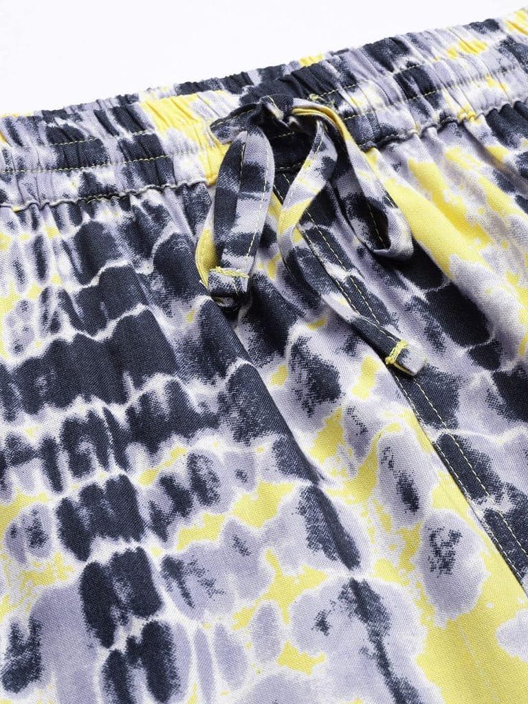 Women Black & Yellow Printed High-Rise Trousers view 5
