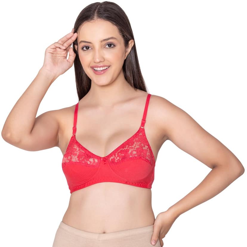 Bodycare polycotton wirefree adjustable straps designer net cup non padded bra-1535BB view 2