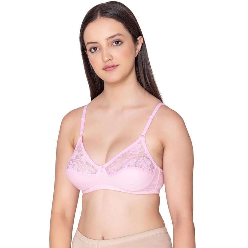Bodycare polycotton wirefree adjustable straps designer net cup non padded bra-1535BB view 5