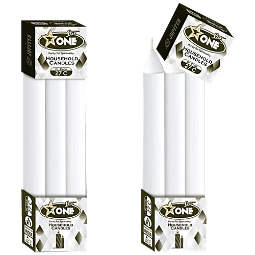 Star One Household Candle 27 C - Sturdy, White Colour, 3 pcs