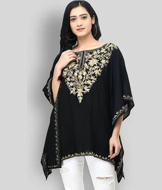 SAAKAA Women's Rayon Kaftan ( Black )