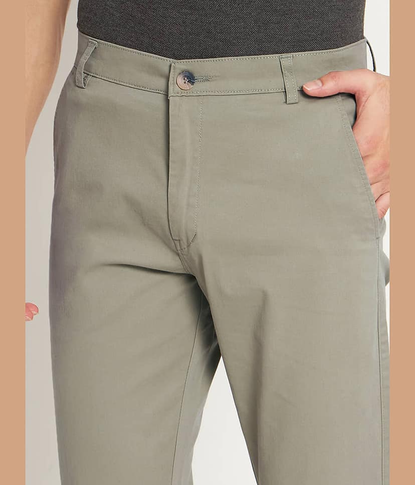 RAGZO Light Green Slim Chinos ( Pack of 1 ) view 2