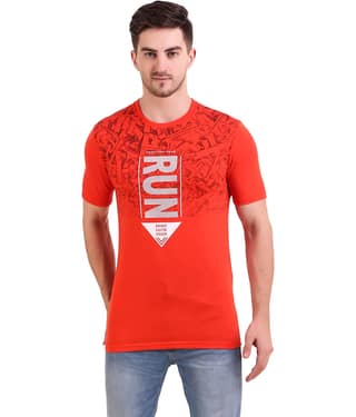 Bravezi Pack of 1 Cotton Blend Slim Fit Men's T-Shirt ( Red )