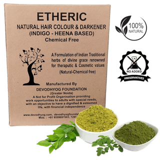 Etheric Natural Chemical Free - Indigo & Henna Powder based Hair Color Dye, Ammonia & PPD free
