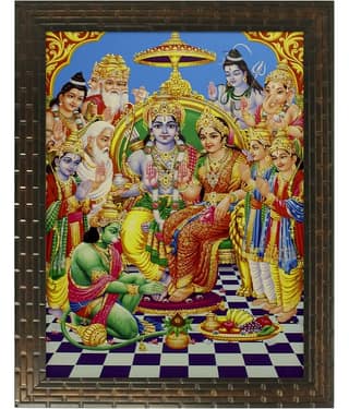 Indianara Shri Ram Darbar Religious Wall Hanging Painting With Frame