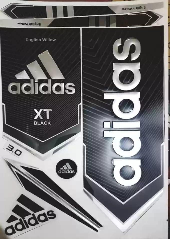 TEKNAXO | Adidas 3D Embossed Cricket Bat Sticker XT Black Self Adhesive Bat Sticker (Black)