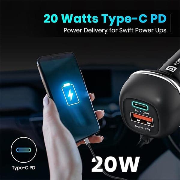Portronics 1C Triple Output Fast Car Charger view 3