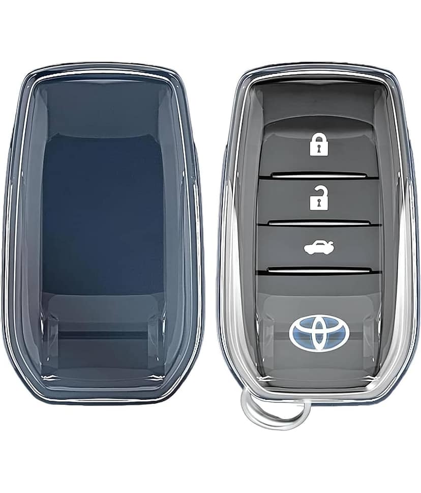 SPINFO® Clear TPU Key Cover and Keychain Compatible for Toyota Fortuner | Hilux | Innova Crysta | Fortuner Legender | Innova HyCross | Land Cruiser Smart Key