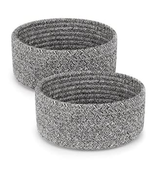 Generic Cotton 8x3 Inch Kidi Round 2 Set Bedside Organizer With Out Lid (Black)-PID66366