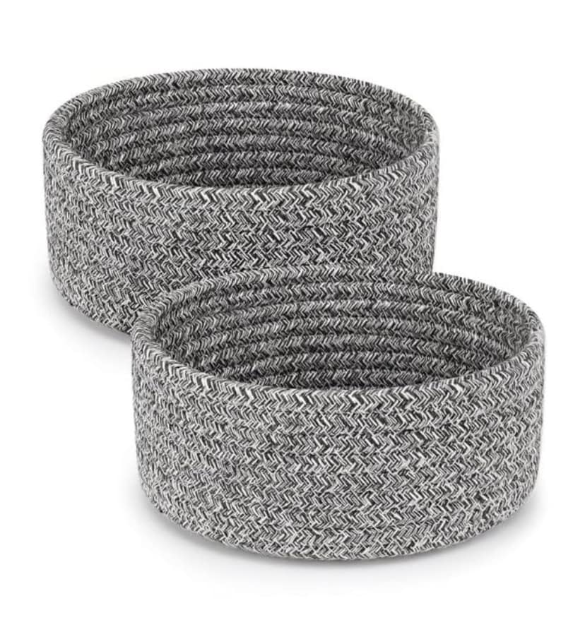 Generic Cotton 8x3 Inch Kidi Round 2 Set Bedside Organizer With Out Lid (Black)-PID66366