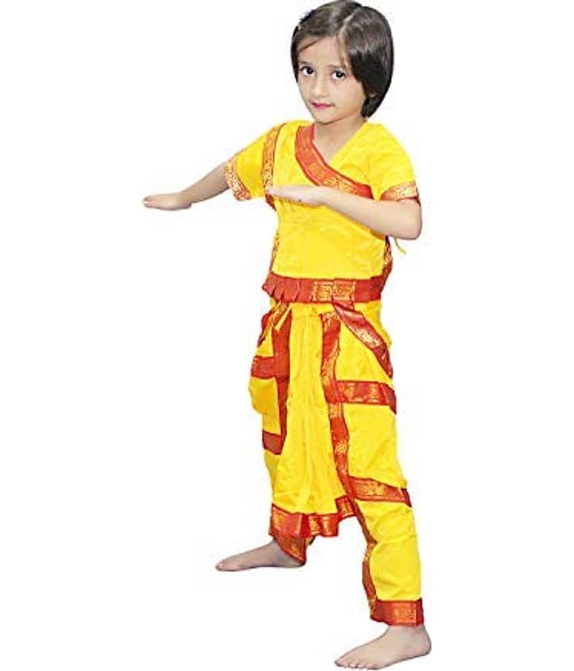 Kaku Fancy Dresses Ethnic Bharatnatyam Dance Costume -Yellow , 14-17 Years, For Girls view 2