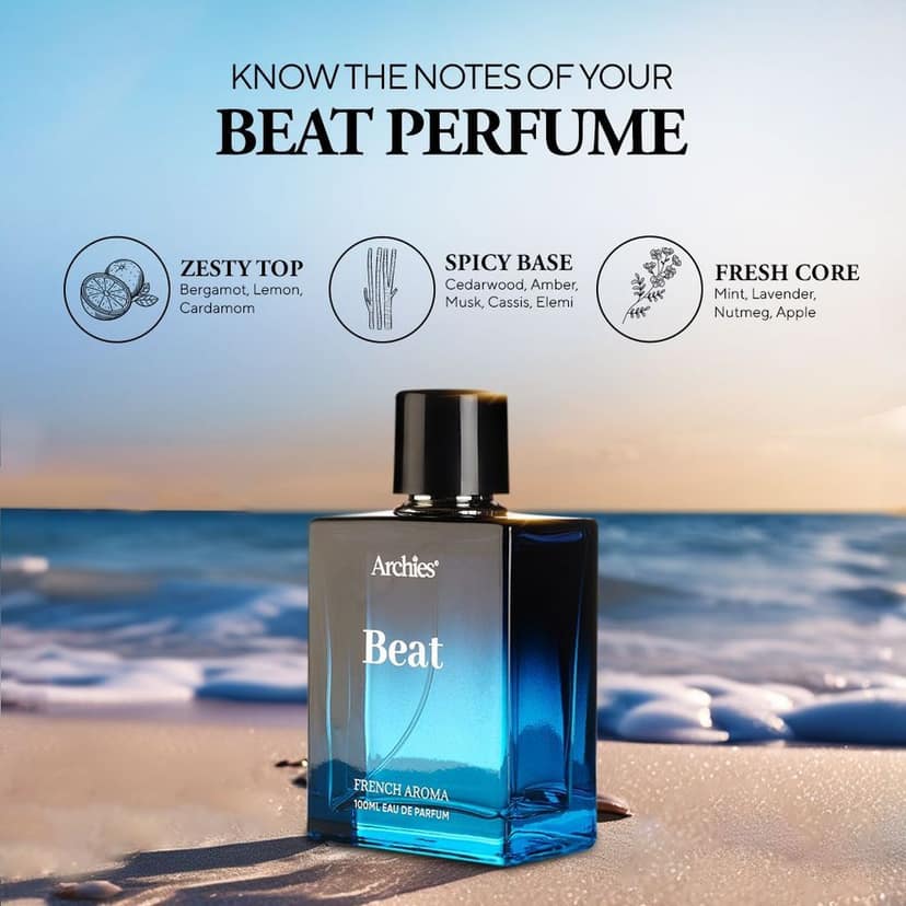 ARCHIES BEAT Eau De Luxury Long Lasting Parfume for Men | 100 ML | French Aroma | Daywear, Fresh, Sporty, and Comfortable Fragrance | Premium EDP Fragrance Scent (20% High Concentration Perfume) view 4