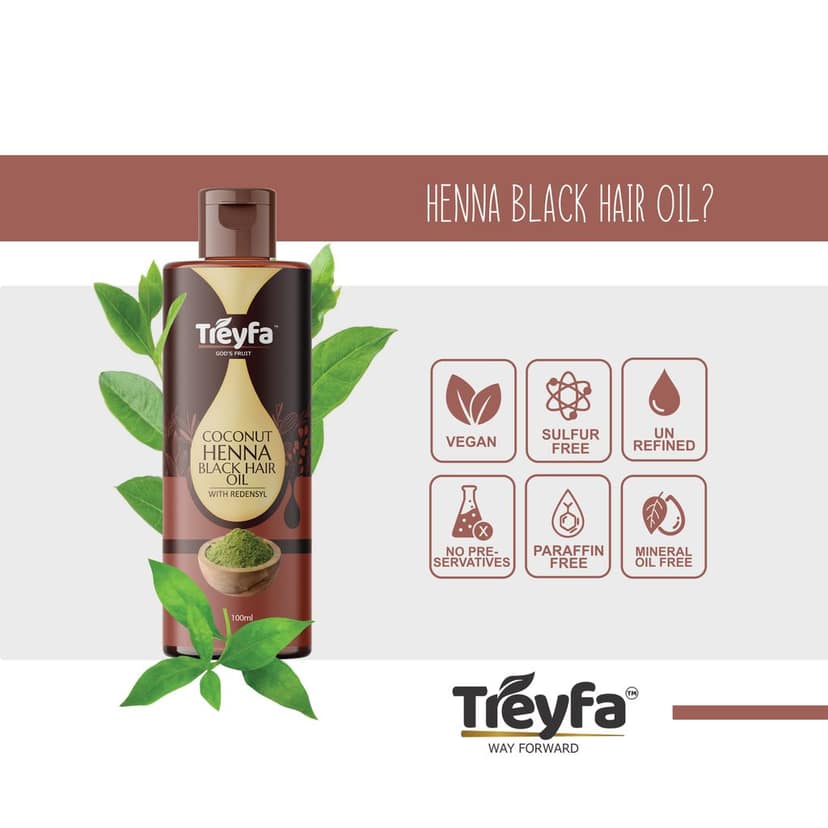 Treyfa coconut henna black hair oil for naturally black & healthy hair(100ml) view 2