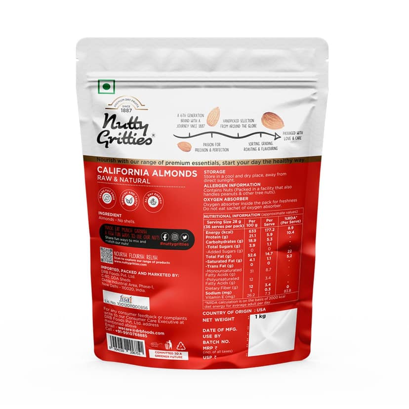 Nutty Gritties 100% Natural California Almonds, 200 gm view 2