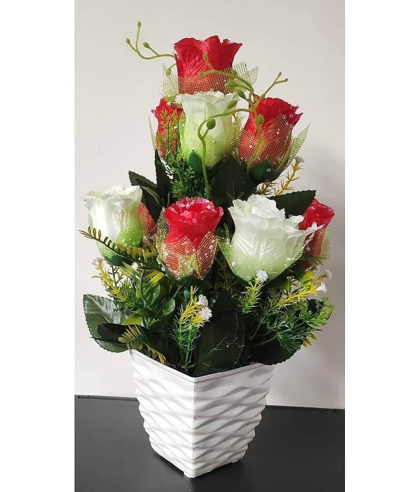 BAARIG - Red Rose Artificial Flowers with Basket ( Pack of 1 ) view 2