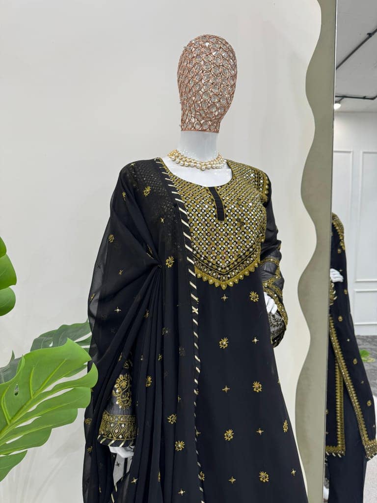 Black Salwar Kameez Readymade Pakistani Stitched New Indian Ready To Wear Wedding Suit view 6