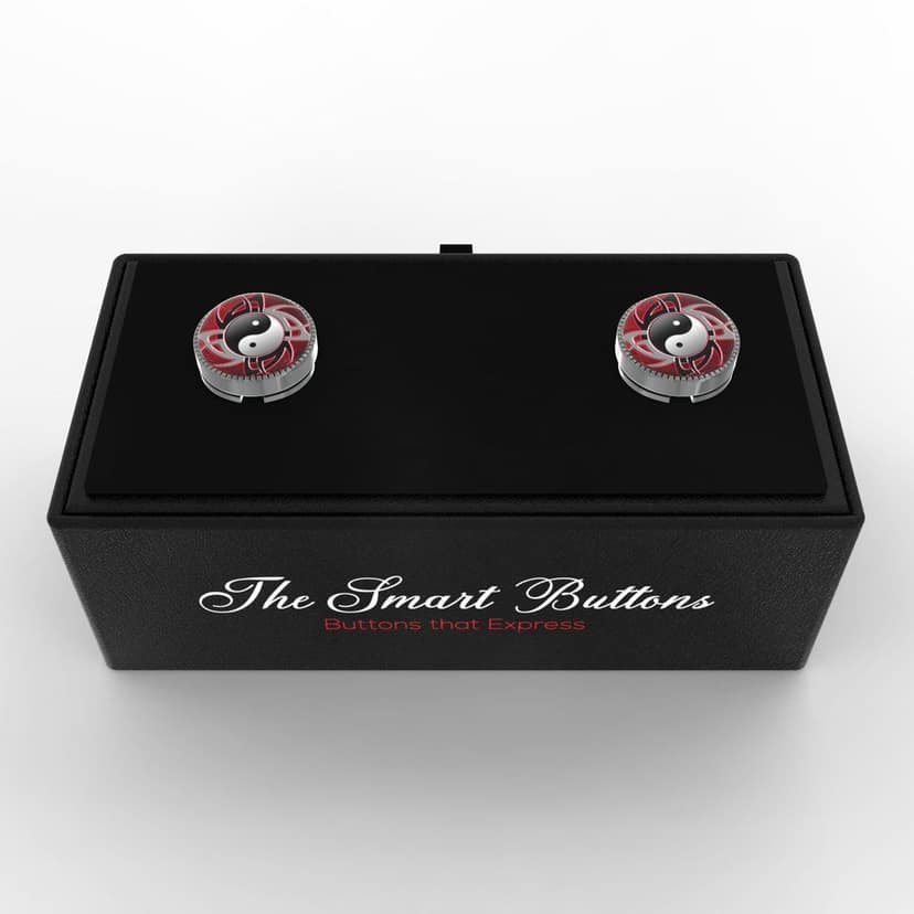 The Smart Buttons - White Gold Colour Plated Shirt Button Cover Cufflinks for Men - Peaceful Ying And Yang Design Pattern view 9