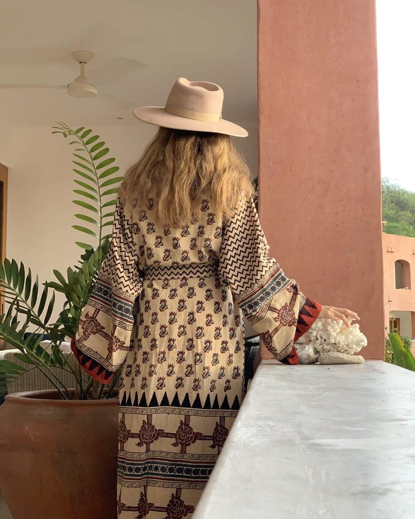 Cream Organic Cotton Handcrafted Kimono Dress view 4