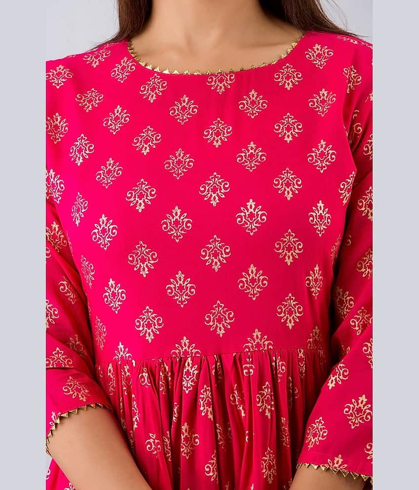 SAART BUNAAI Rayon Kurti With Sharara And Gharara - Stitched Suit view 2