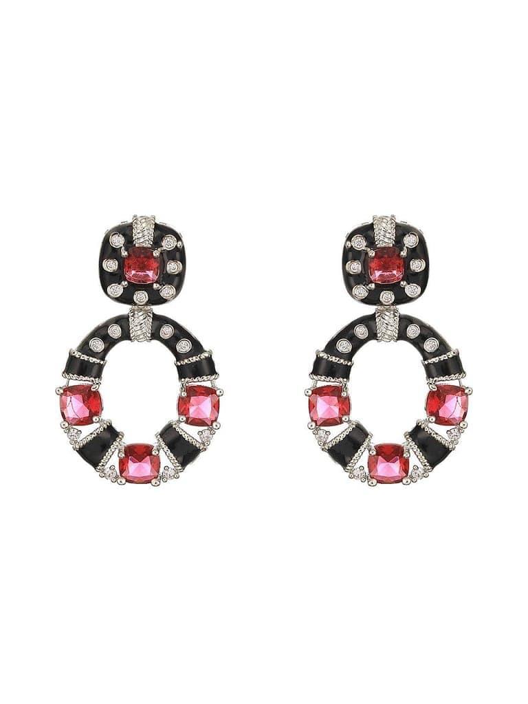 Black & Red AD Studded Designer Minimal Hoop Earring view 5