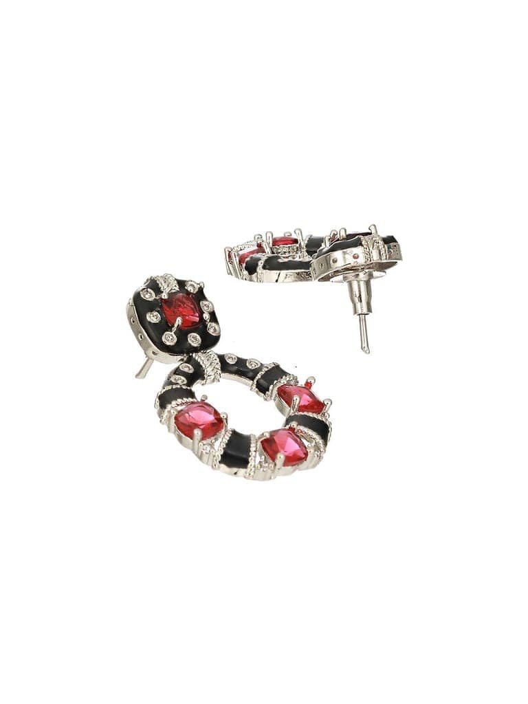 Black & Red AD Studded Designer Minimal Hoop Earring view 6